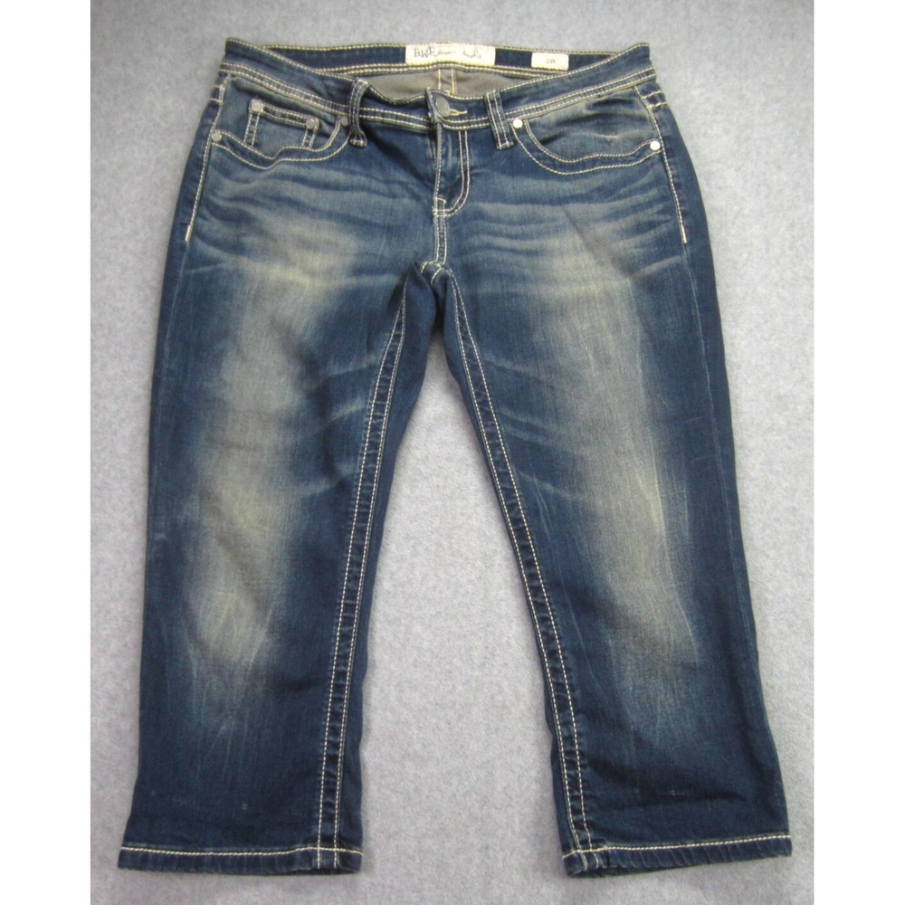 BKE Stella Womens Jeans 28 Capri Cropped Blue Wash Denim Low Rise Stretch